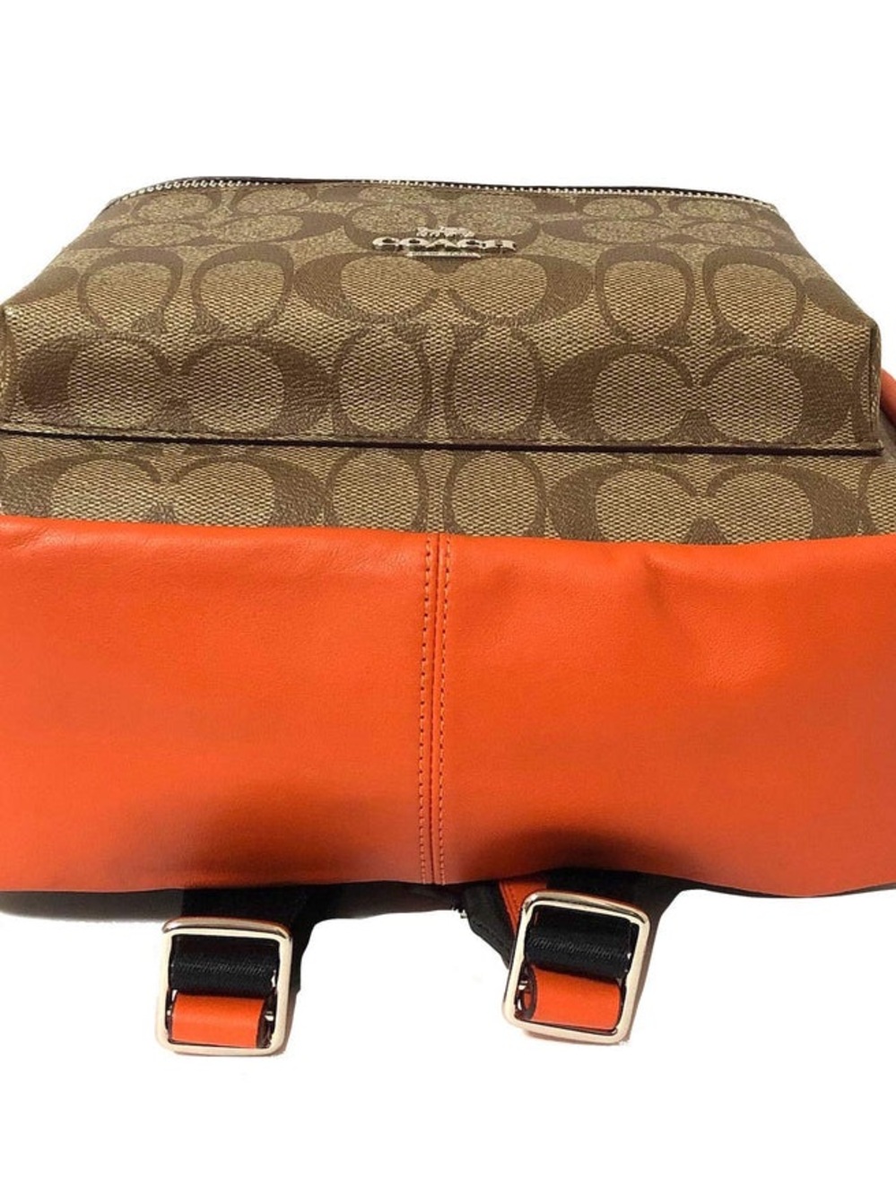 NWT Coach Signature Canvas Backpack with Orange Trim - Picture 5 of 11
